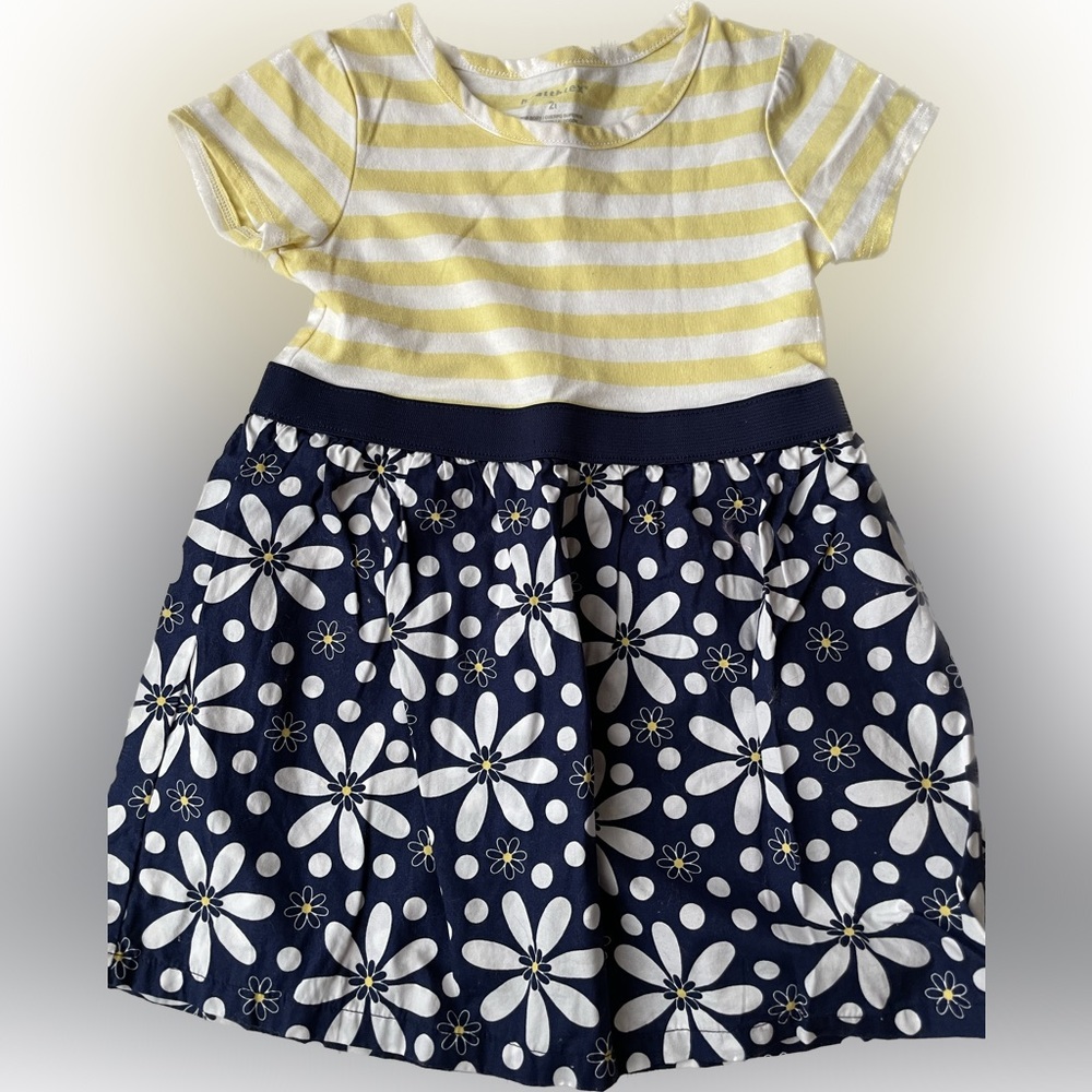 Healthtex Girls Dress Size 2 Yellow Navy Blue